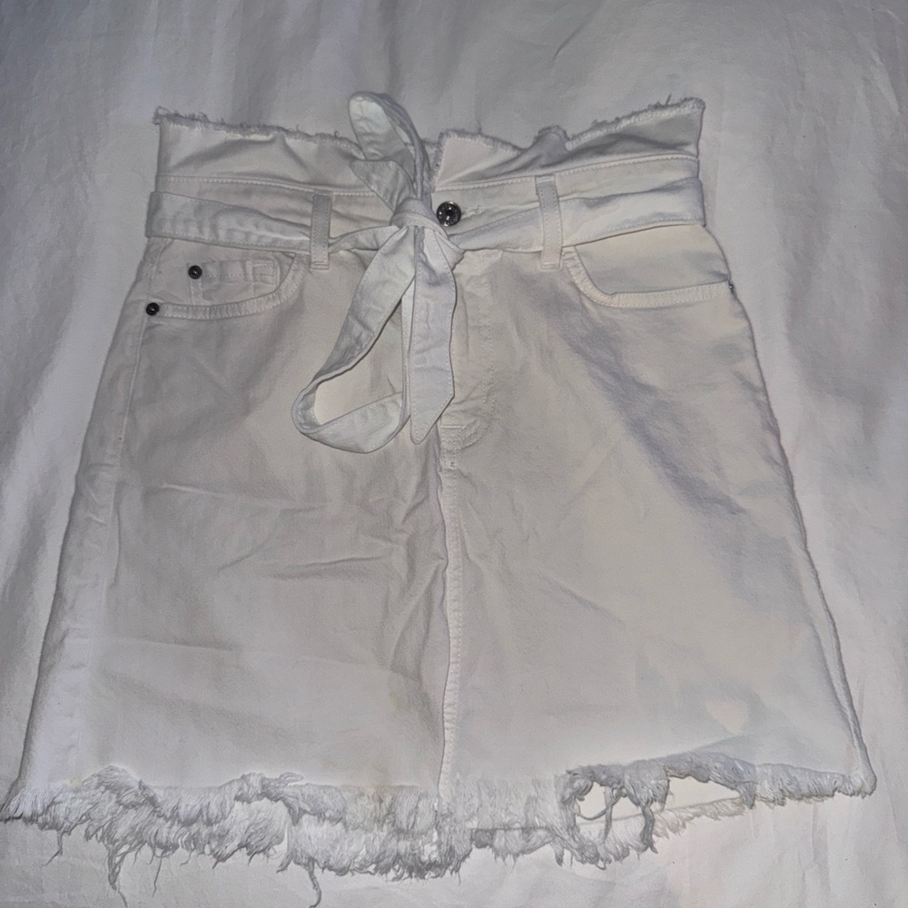 7 For All Mankind White Jean Skirt
